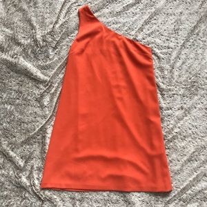 Alice + Olivia Orange One Shoulder Shift Dress